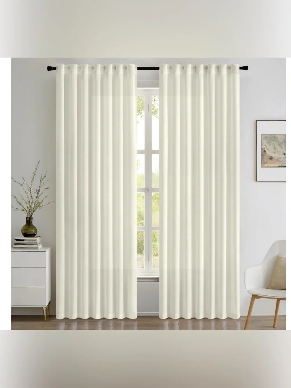 IVORY Sheer Curtains 52x84” (2 Panels)